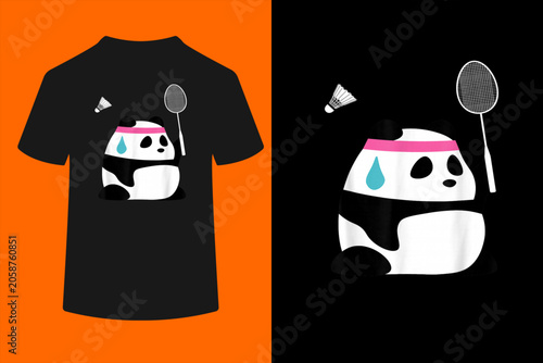 Bild auf Leinwand Exhausted Badminton Panda - Funny Cute Shuttlecock Animal T-Shirt