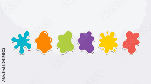 vector set of six playful blob and splodge shapes with organic colorful graphic design