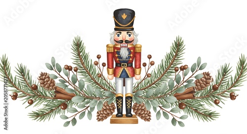 Watercolor Nutcracker: Festive Holiday Wreath