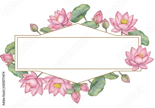 Serene Pink Lotus Watercolor Frame