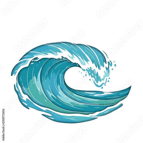Ocean Wave: Teal Papercut Art