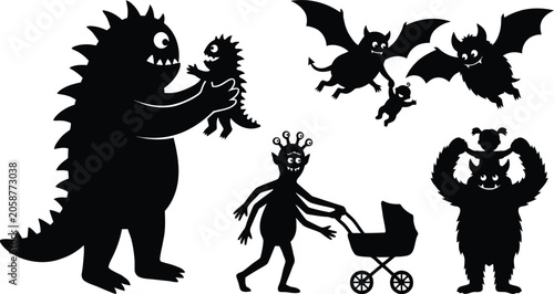 Tableau sur toile Cartoon monsters and creatures illustration