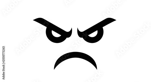 Fotografie Angry face emoticon with eyebrows.