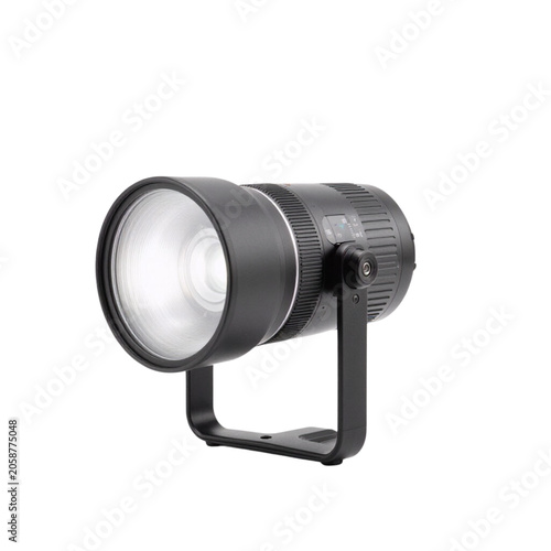Studio spotlight with adjustable brightness on a black stand  