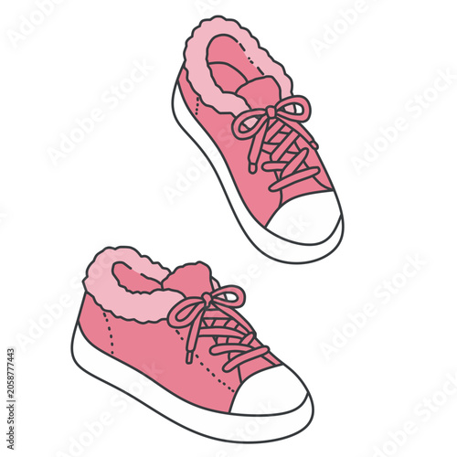 Illustration of Pink Fuzzy Sneakers