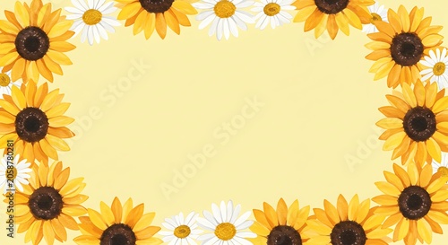 Sunflowers & Daisies: Warm Yellow Floral Frame
