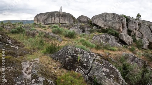 Boulders in Castro de Santiago archaeological site, parish of Figueiró da Granja, Fornos de Algodres, district of Guarda, Portugal