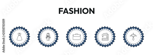 Foto fashion outline icon set