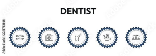 Schilderij op canvas dentist outline icon set