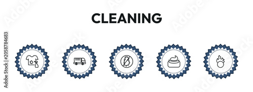 Foto cleaning outline icon set
