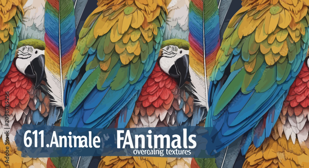 Obraz premium Vibrant Parrot Feathers Pattern with Colorful Macaw Birds