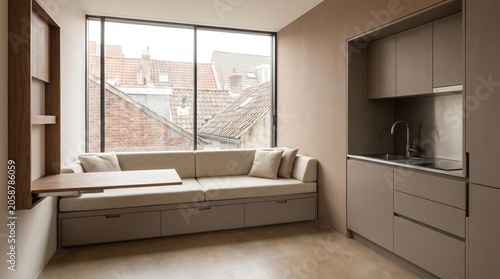 Compact Modular Cubist Micro Home Interior for Urban Retrofit Living