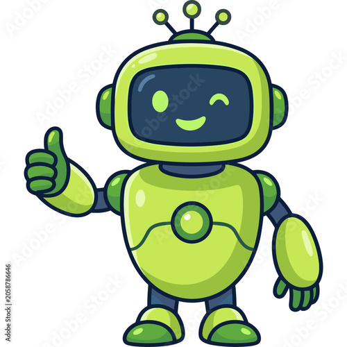 A cheerful robot gives a thumbs-up in a digital illustration.