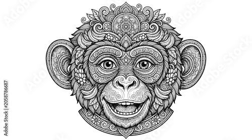 Intricate Monkey Face Mandala Tattoo Design