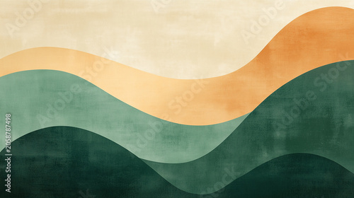 Organic Flowing Gradient Background with Earthy Greens and Natural Light Rays