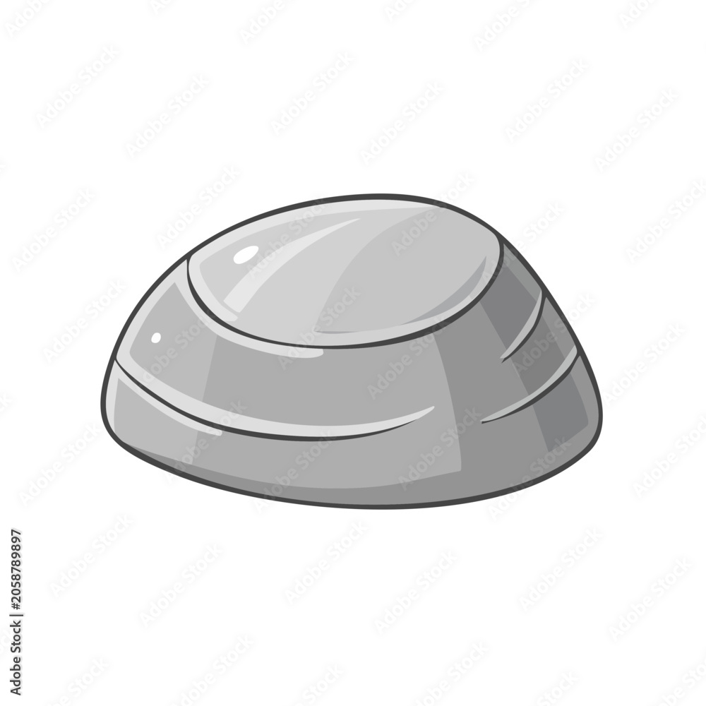 Fototapeta premium Simple Cartoon Grey Smooth Stone Isolated on White Background