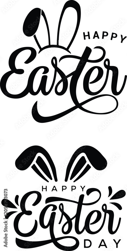 Fototapeta premium Happy Easter, vector illustration calligraphy, typography text wishes 15