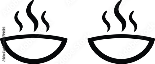 Fotografia Two steaming bowls icon set minimalist black and white illustration