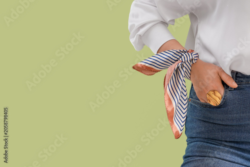 Fashionable woman with stri...