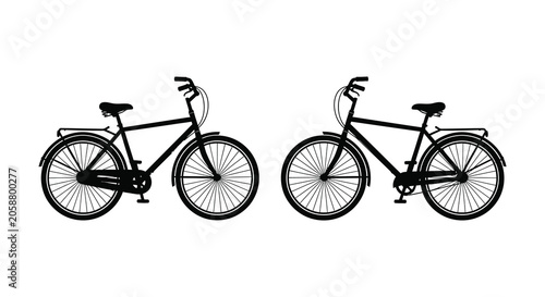 Bild auf Leinwand Two Bicycles Side By Side Black Silhouette bicycle bikes