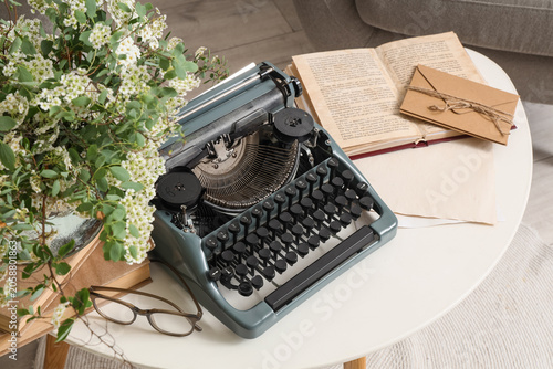 Vintage typewriter with ope...