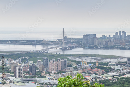 Landscape View Of The Famous Danjiang (Tamsui-Kavalan) Bridge (Single-Tower Cable-Stayed) At Sunset, Bali, New Taipei, Taiwan