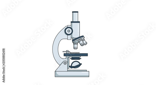 Detailed illustration of a professional laboratory microscope used for scientific research and medical analysis.