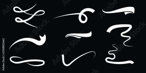 Billede på lærred Collection of white swirly ribbons and flourishes on fathers day