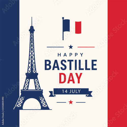 Happy bastille day celebrations in paris on july 14th with eiffel tower