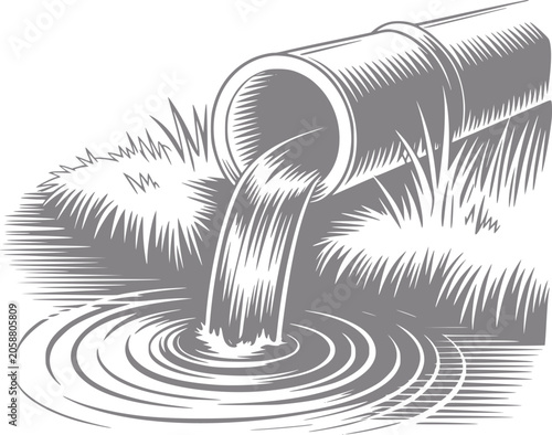 Принти на полотні Of a pipe discharging water into a body of water with grass