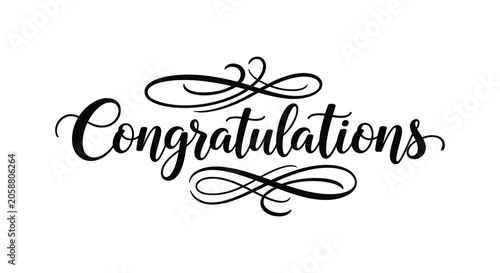 Konstfotografi Calligraphy congratulations text with flourishes black silhouette