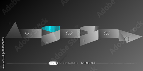Fotografie 3d Infographic Ribbon With Numbered Steps And Metallic Appearance