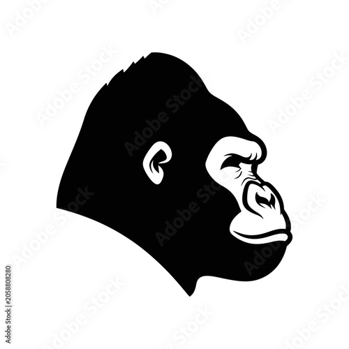 Black silhouette of a gorilla head.