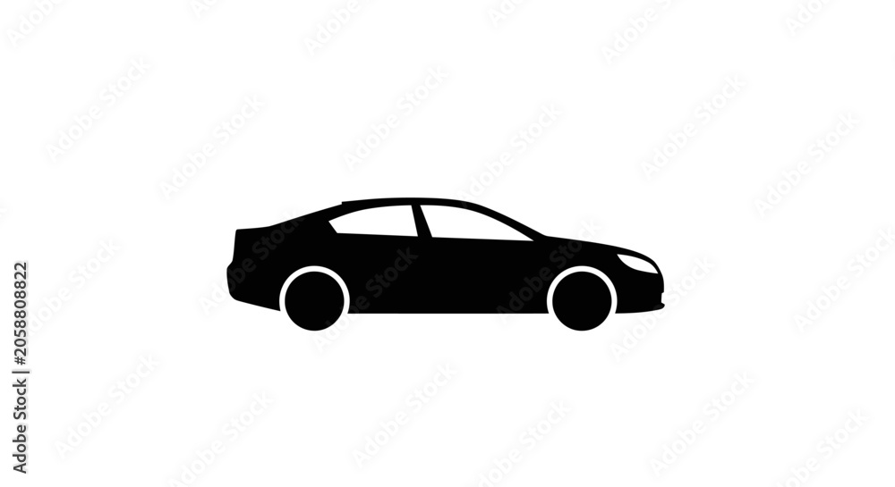 Fototapeta premium Black car side view silhouette.