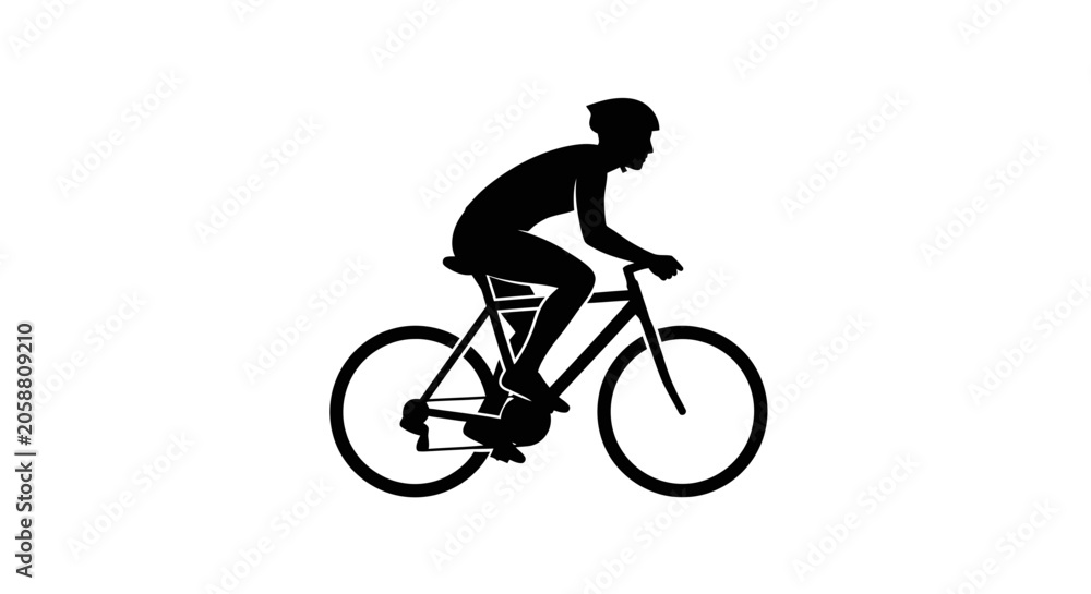Fototapeta premium Cyclist Riding a Bicycle Silhouette.