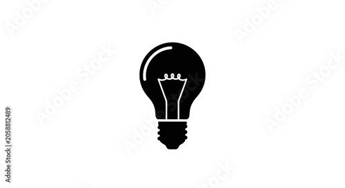 Black light bulb icon symbol.
