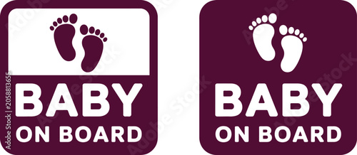 Canvastavla Baby on Board Sign Icon Vector Graphic for Automobile Safety Awareness, Infant P