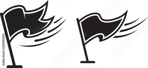 Black flags waving in the wind on vector illustration
