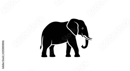 Bild auf Leinwand Black silhouette of an elephant.