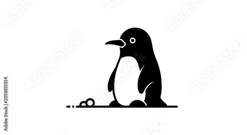 Canvas-taulu Black and white penguin sitting down.