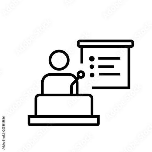 Presenter Speaking on Board Icon Animation for Training and Presentation Concepts