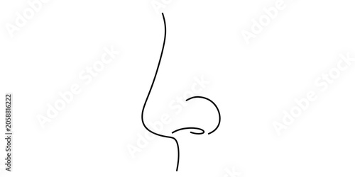 Schilderij op canvas Minimalist line art illustration of a human nose profile view for medical design