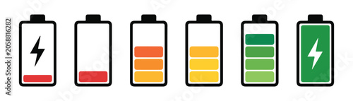 Billede på lærred Battery charge indicator icons set