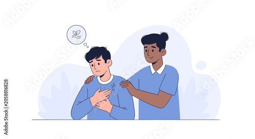 Konstfotografi A supportive friend comforts another who is experiencing distress and anxiety