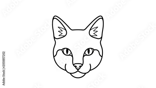 Minimalist Black and White Line Art of a Cat's Face, Simple and Elegant Pet Portrait