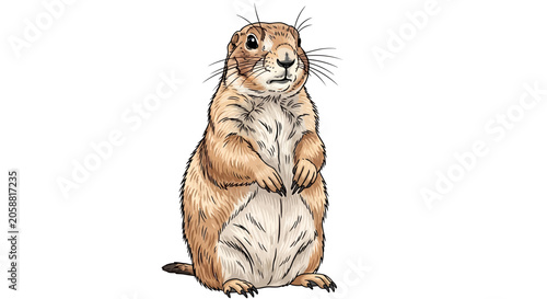 Brown Rodent Sitting Upright On Hind Legs.