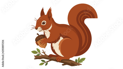 Brown Squirrel Holding an Acorn.
