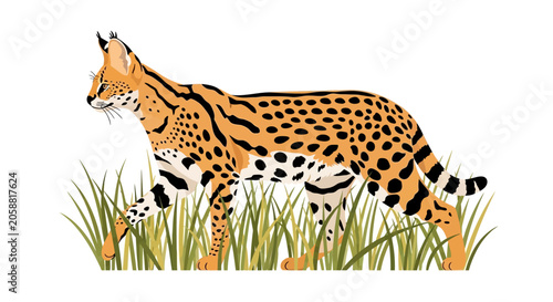Large Orange Spotted Wild Cat Walking.