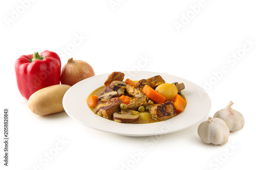 Hearty beef stew with carro...
