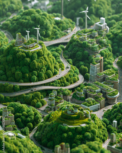 Eco friendly smart city lush green city generated.AI
